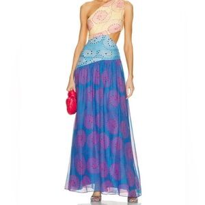 STAUD Ashlyn one-shoulder chiffon maxi dress